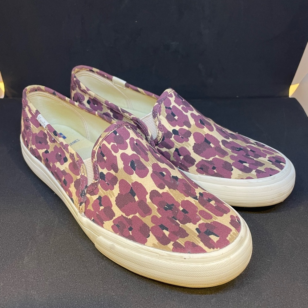 Keds Floral Slip-On Sneakers in Purple and Cream